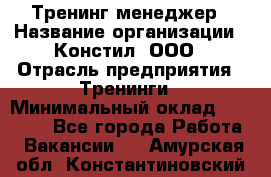 Тренинг менеджер › Название организации ­ Констил, ООО › Отрасль предприятия ­ Тренинги › Минимальный оклад ­ 38 000 - Все города Работа » Вакансии   . Амурская обл.,Константиновский р-н